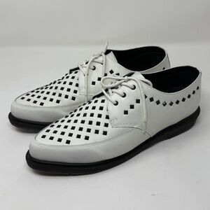 Dr. Martens Willis Stud Creeper White Smooth Leather Loafers Studded Men's 12
